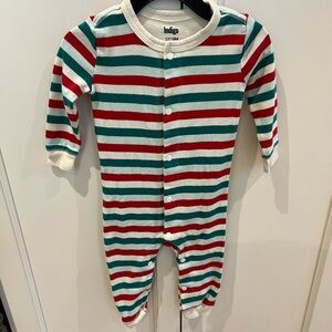 Indigo Striped Kids Footie Pajama - Red, Green, White 12-18m